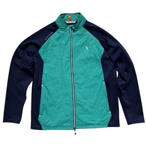 Peter Millar Merge Elite Teal & Navy Lightweight Quilted Shirt Jacket Sz L